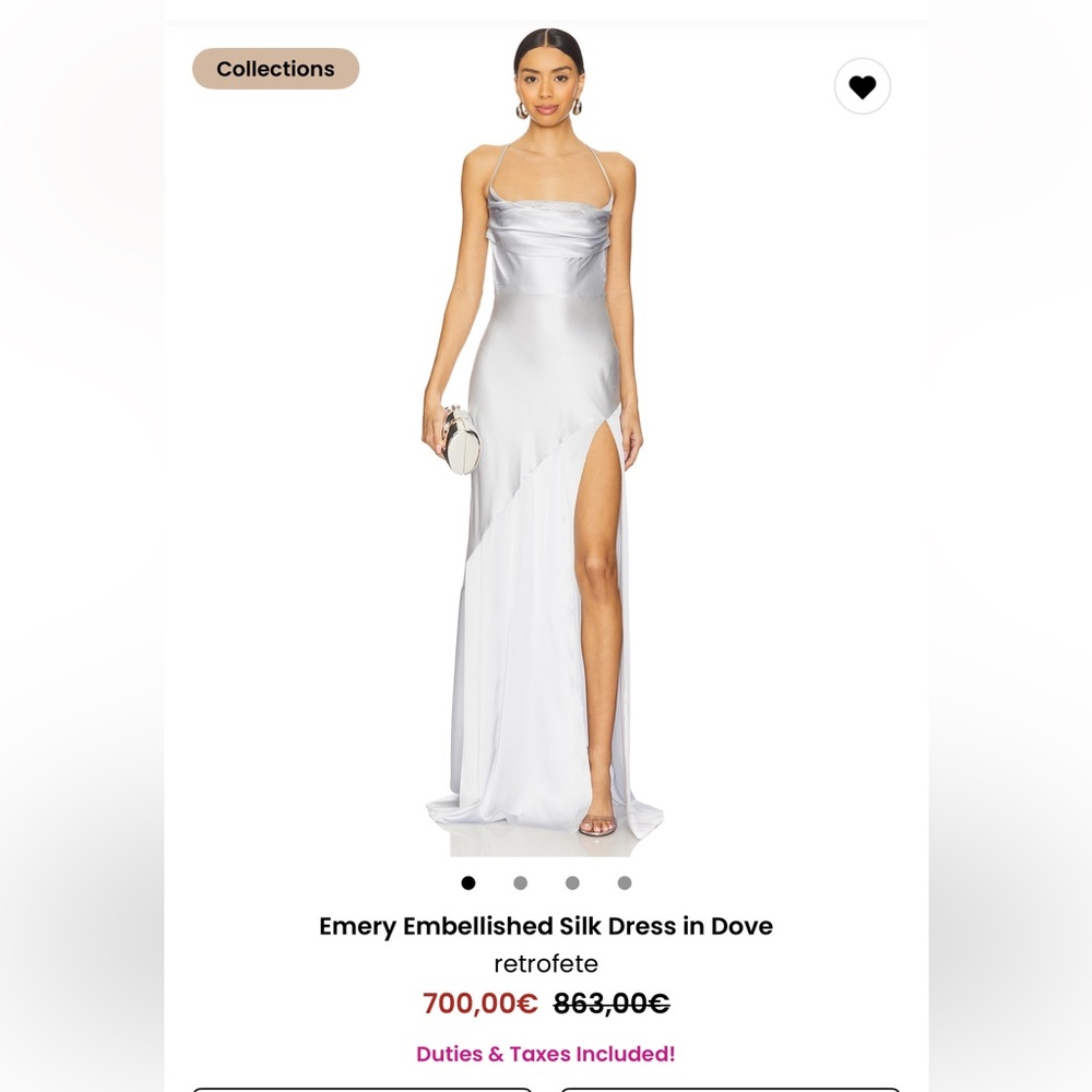 Retrofete Ivory Satin Dress